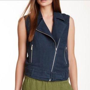 Elizabeth and James blue linen biker vest